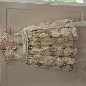 American Princess Cream Floral Sequin Dress